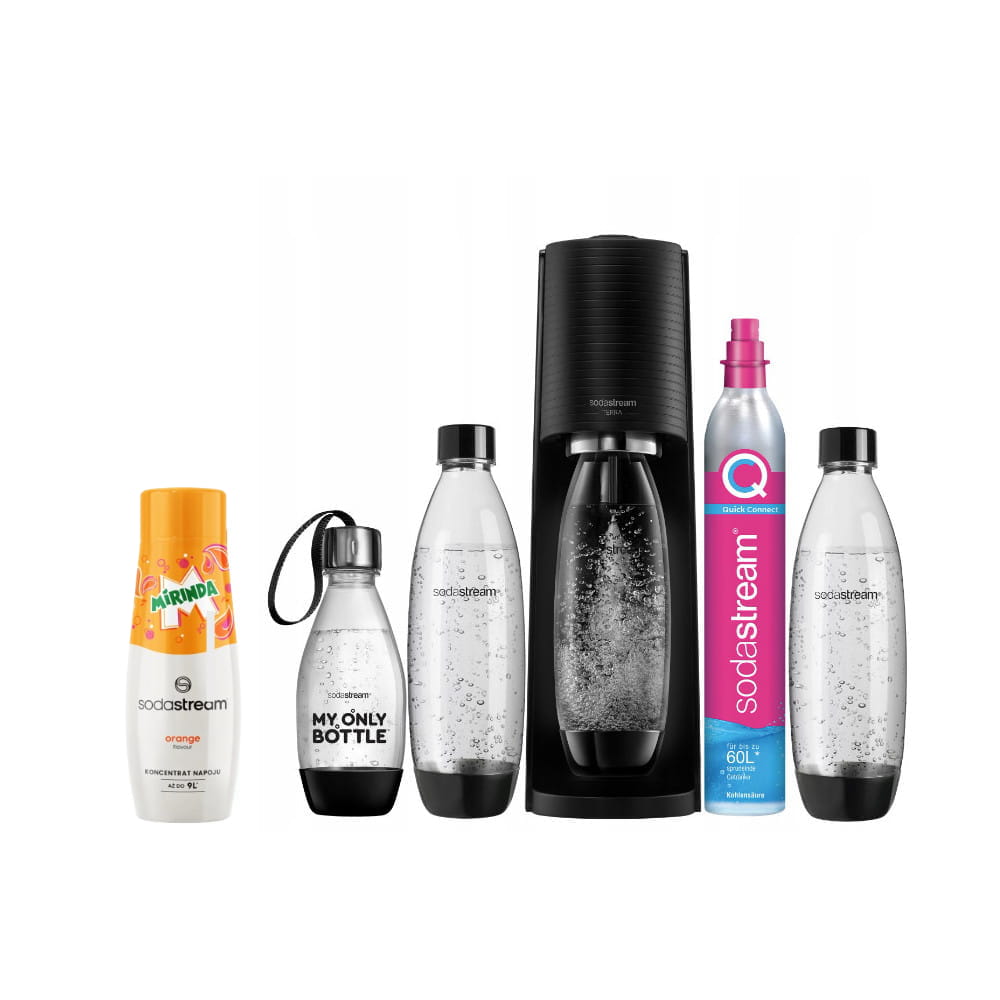 SodaStream Terra black + 3 butelki + koncentrat Mirinda 440 ml — zdjęcie 1