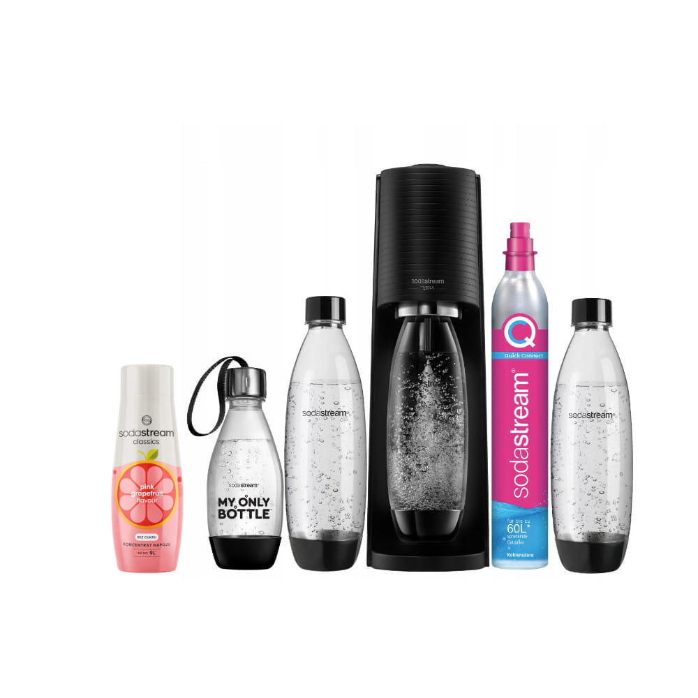 SodaStream Terra black + 3 butelki + koncentrat Grejpfrut Zero 440 ml — zdjęcie 1