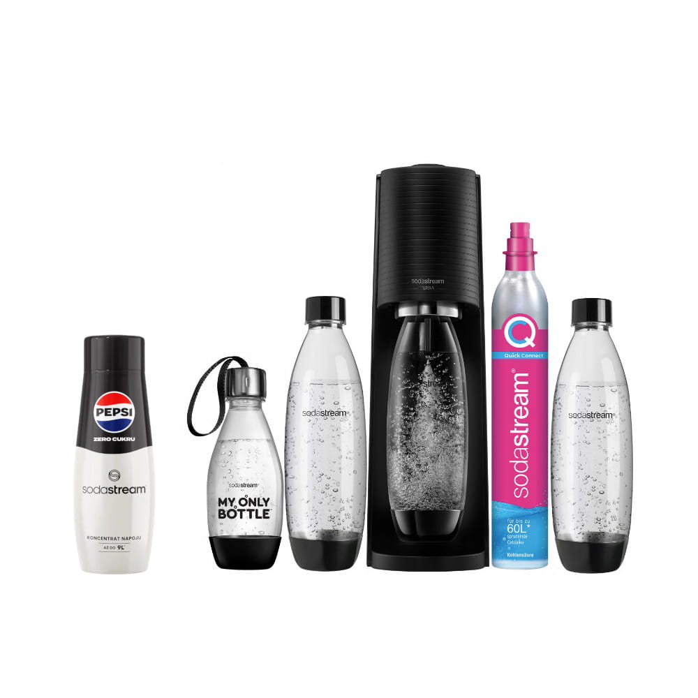 SodaStream Terra black + 3 butelki + koncentrat Pepsi MAX 440 ml — zdjęcie 1