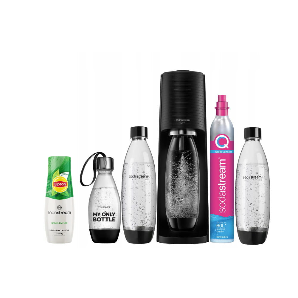SodaStream Terra black + 3 butelki + koncentrat Lipton Green Tea 440 ml — zdjęcie 1