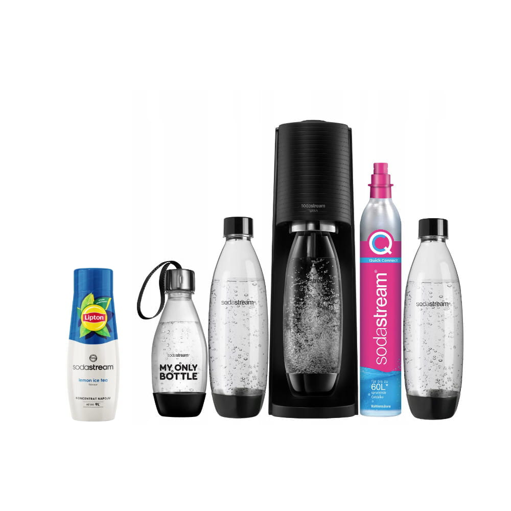 SodaStream Terra black + 3 butelki + koncentrat Lipton Lemon Tea 440 ml — zdjęcie 1