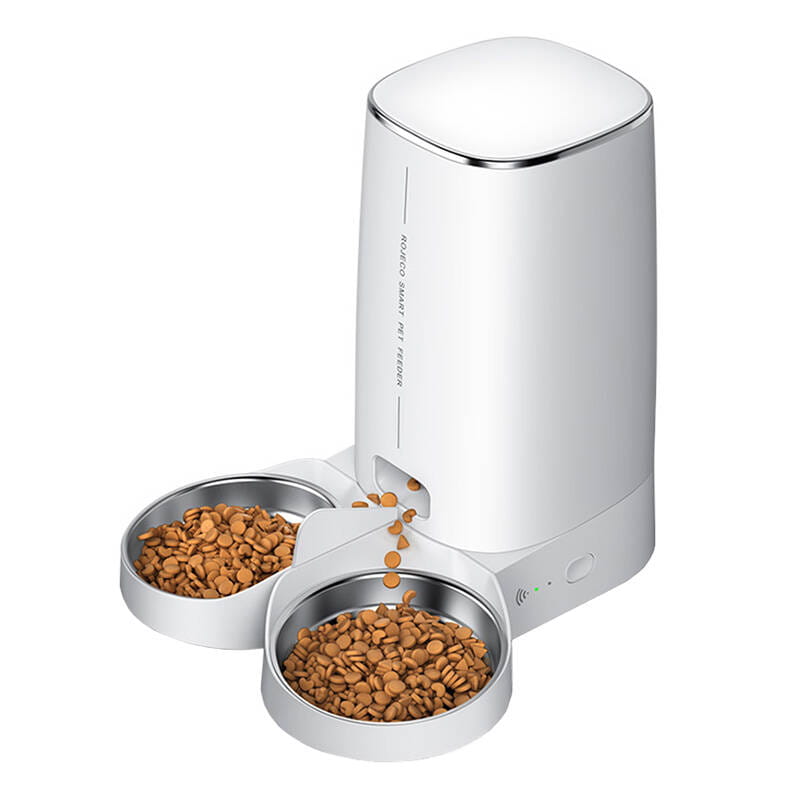 Inteligentny dozownik karmy Rojeco 4L Automatic Pet Feeder WiFi Version with Double Bowl — zdjęcie 1