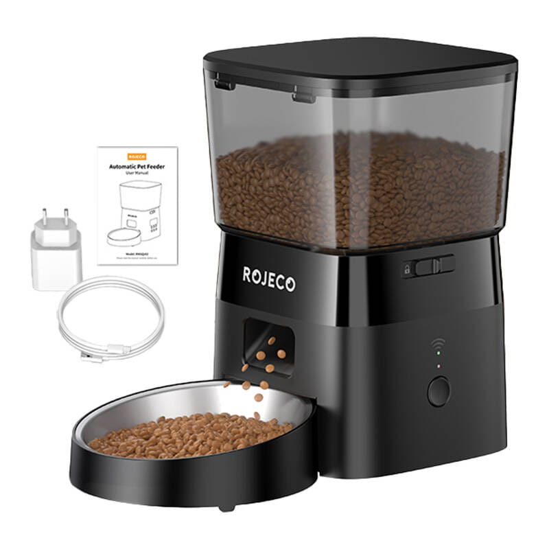 Inteligentny dozownik karmy Rojeco 2L Pet Feeder WiFi Version czarny — zdjęcie 2