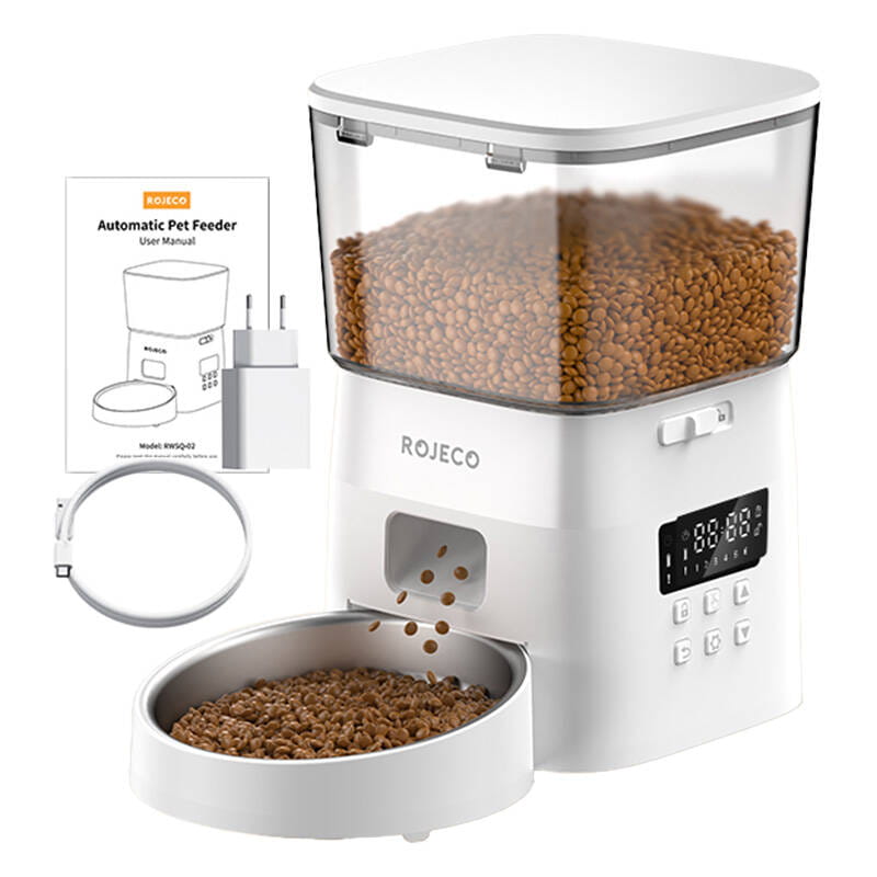 Inteligentny dozownik karmy Rojeco 2L Pet Feeder Button Version biały — zdjęcie 2