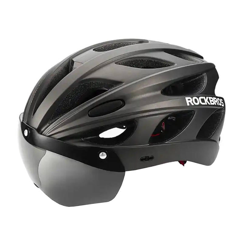 Kask rowerowy regulowany + okulary Rockbros TT-16 czarny — zdjęcie 1