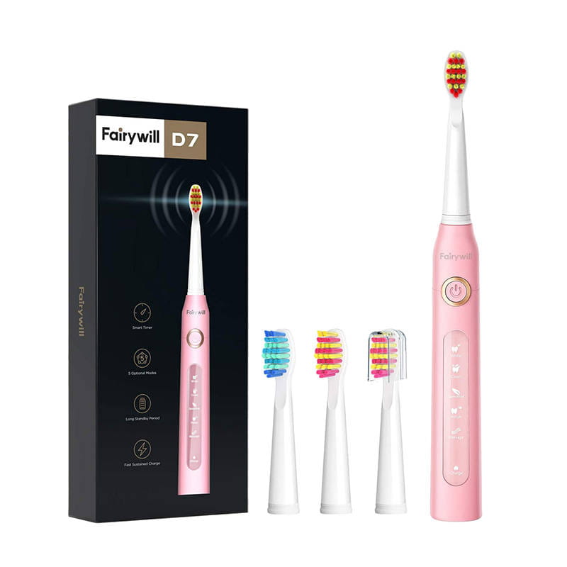 Szczoteczka soniczna do zębów z zestawem końcówek FairyWill 507 różowa — zdjęcie 1