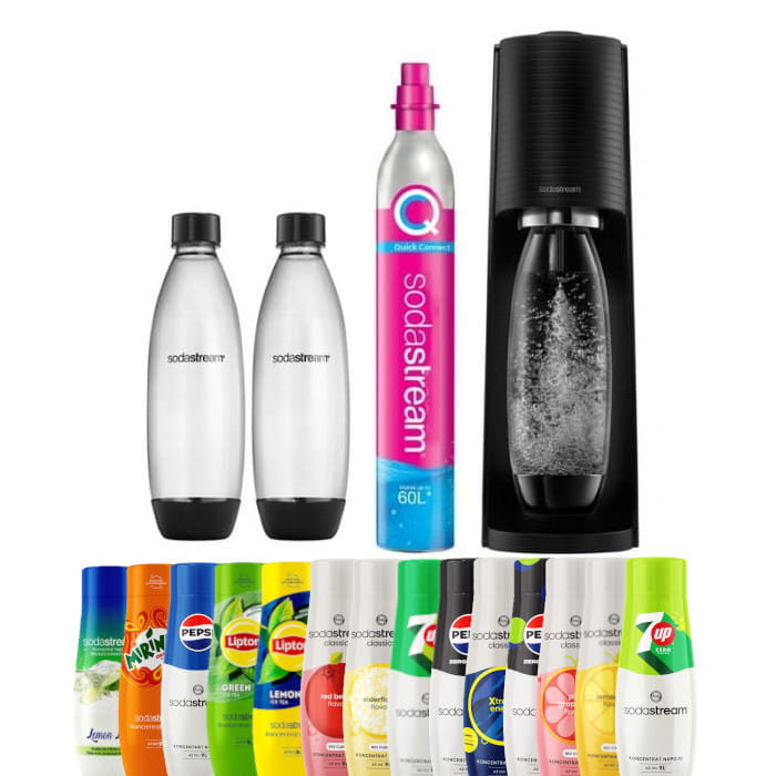SodaStream Terra black + 2 butelki + koncentrat — zdjęcie 1