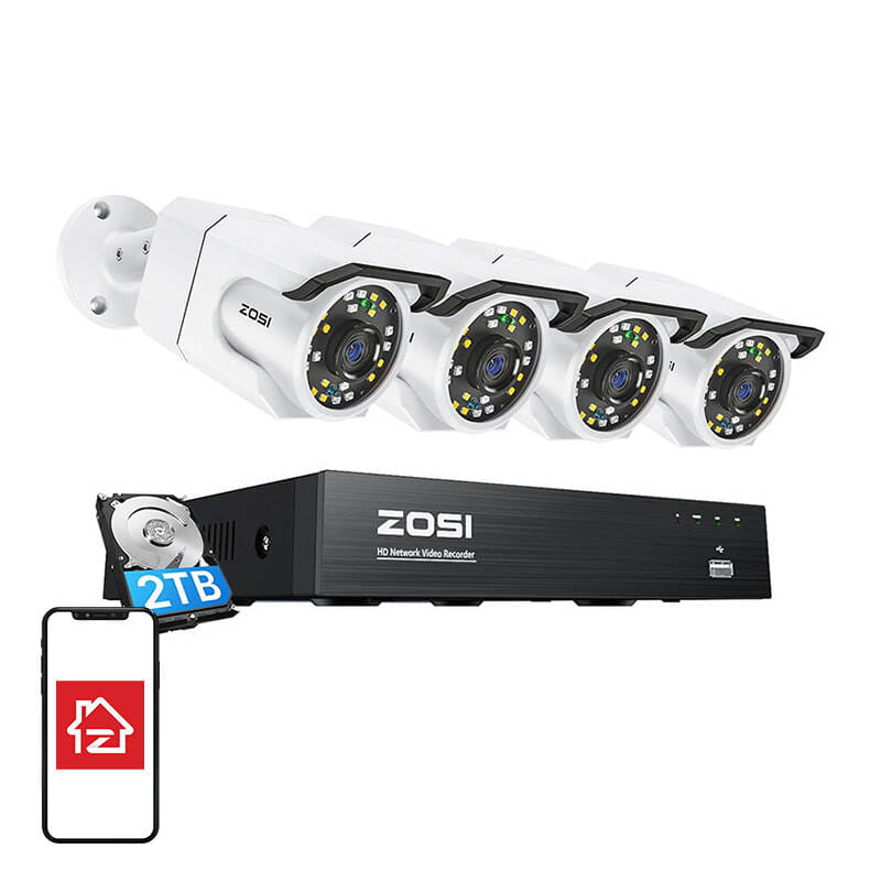 Zestaw czterech kamer IP ZOSI C105 WiFi 8MP + nagrywarka + dysk HDD 2TB — zdjęcie 1