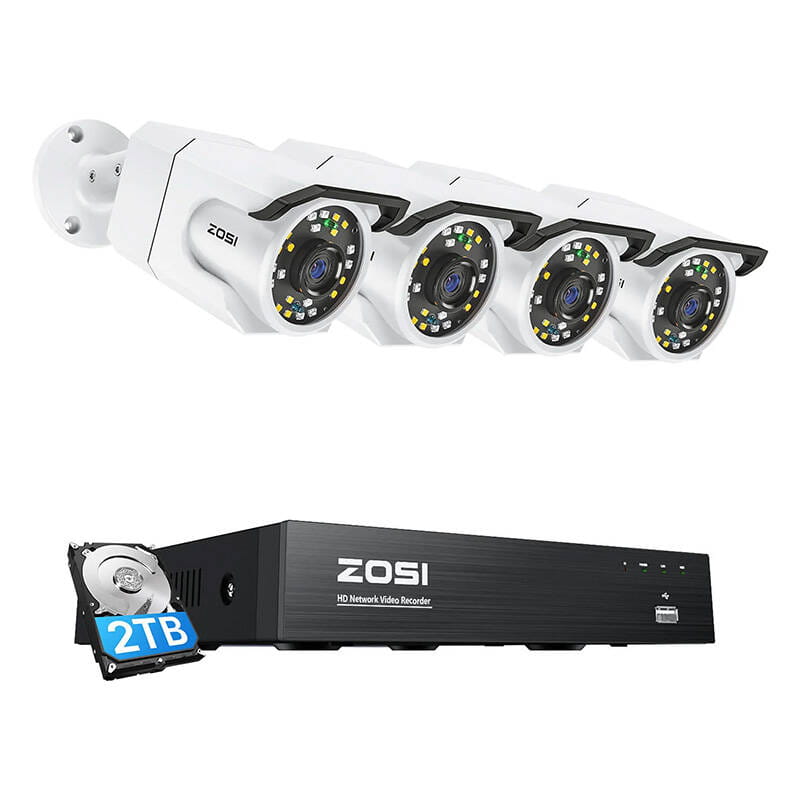 Zestaw czterech kamer IP ZOSI C105 WiFi 8MP + nagrywarka + dysk HDD 2TB — zdjęcie 2