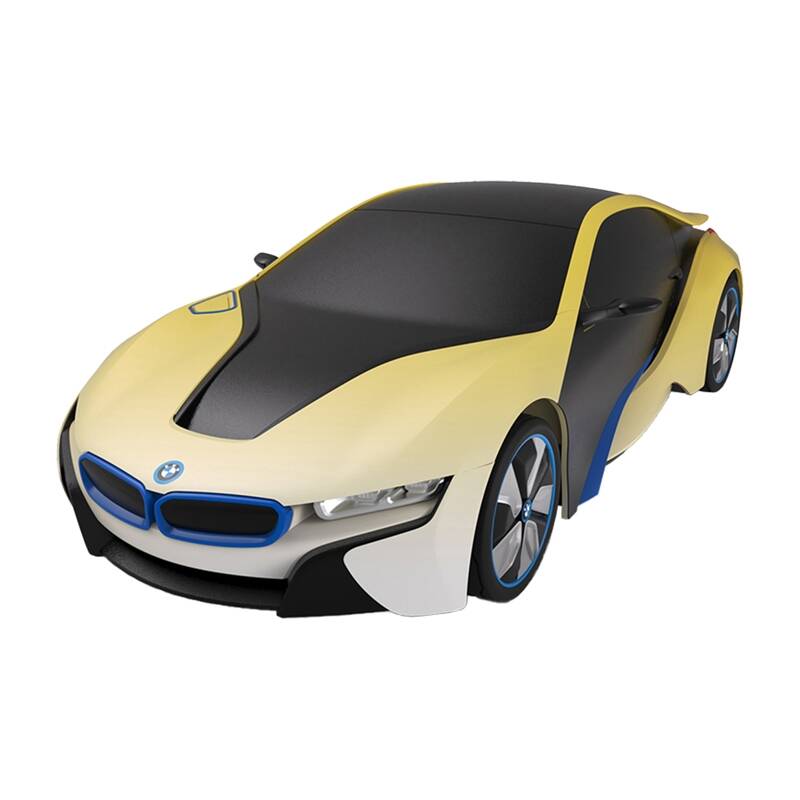 Samochód zdalnie sterowany RASTAR R/C 1:24 BMW i8- wrażliwy na promieniowanie UV biało-żółty — zdjęcie 2