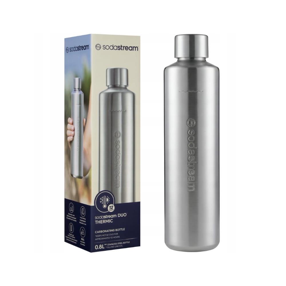 Metalowa butelka termiczna do saturatora SodaStream Duo 0.8L — zdjęcie 1