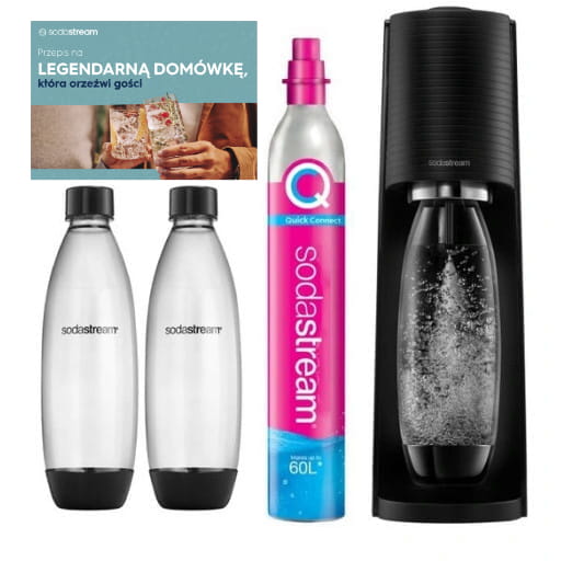 saturator SodaStream Terra black + 2 butelki + nabój CO2 + przepisy — zdjęcie 1