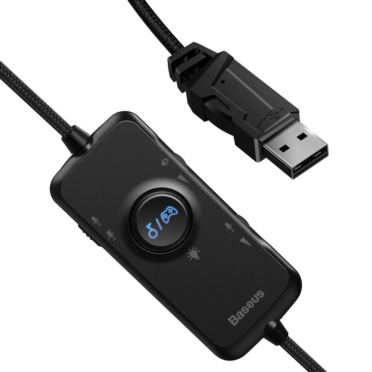 Słuchawki gamingowe Baseus GAMO D05 z mikrofonem, dźwięk 3D, USB (czarne) — zdjęcie 2