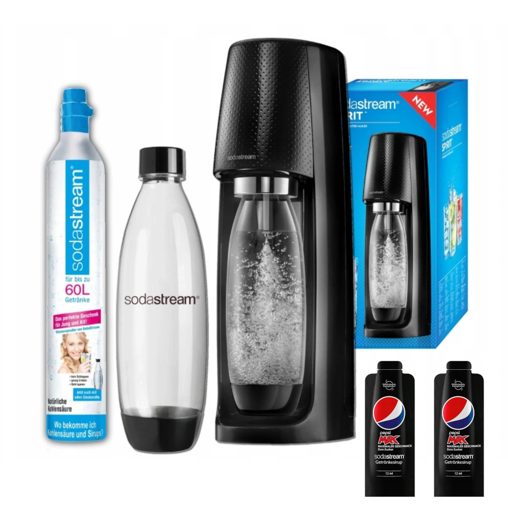 SodaStream Spirit czarny + 2 syropy Pepsi MAX 12 ml — zdjęcie 1