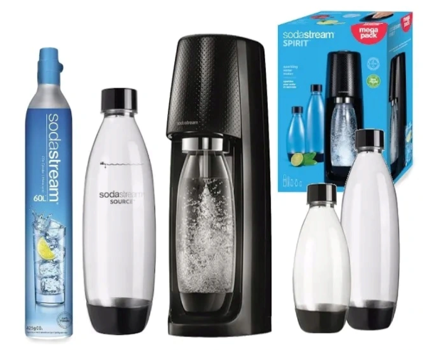 SodaStream Spirit czarny + gaz + 3 butelki — zdjęcie 1