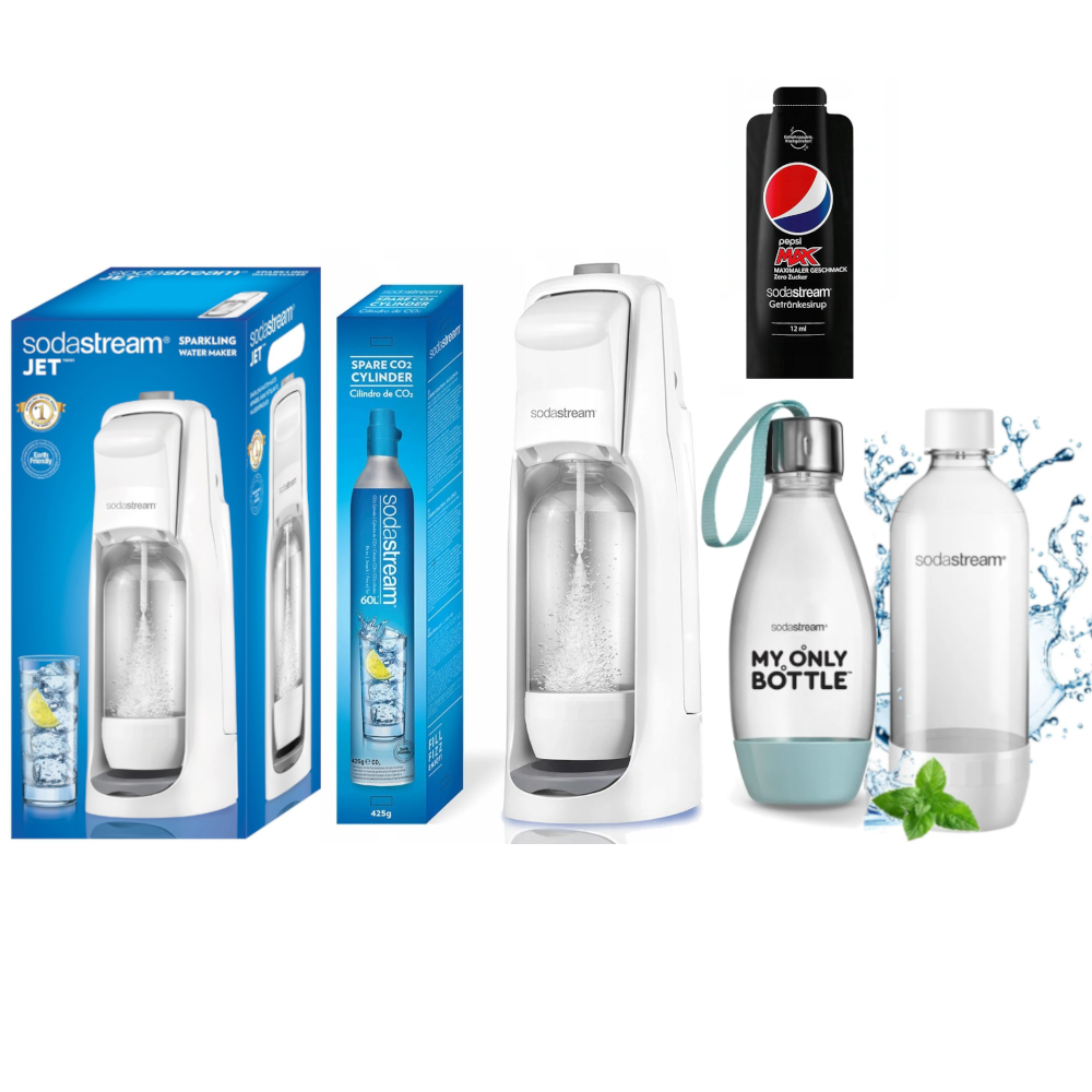 SodaStream Jet biały + butelka MOB miętowa + Pepsi MAX 12 ml — zdjęcie 1