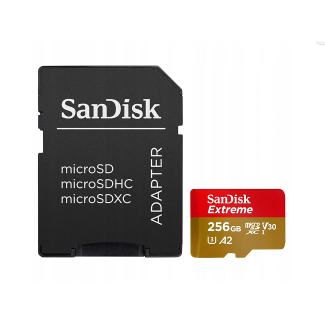 SanDisk 256GB microSDXC Extreme 160MB/s A2 C10 V30 UHS-I — zdjęcie 1