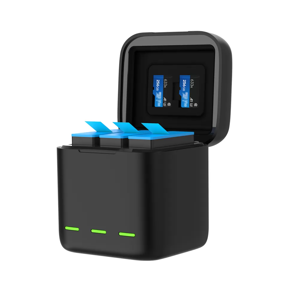 Ładowarka trójkanałowa box Telesin dla GoPro Hero 9 / Hero 10 / Hero 11 + 2 baterie — zdjęcie 2