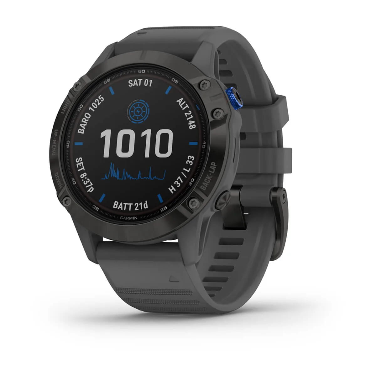 Garmin Fenix 6 Pro Solar Czarny 47mm z szarym paskiem (010-02410-13) — zdjęcie 1