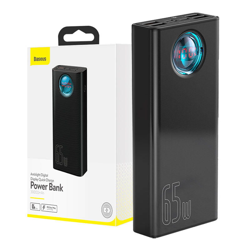 Baseus Amblight 30000mAh 4xUSB-A USB-C 65W czarny — zdjęcie 1