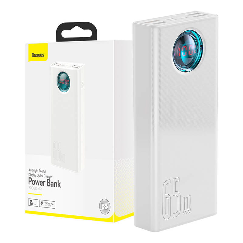 Baseus Amblight 30000mAh 4xUSB-A USB-C 65W biały — zdjęcie 1