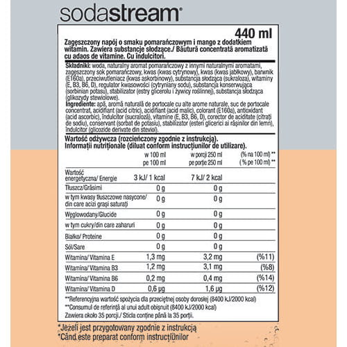 koncentrat SodaStream Orange Mango Zero 440 ml — zdjęcie 2