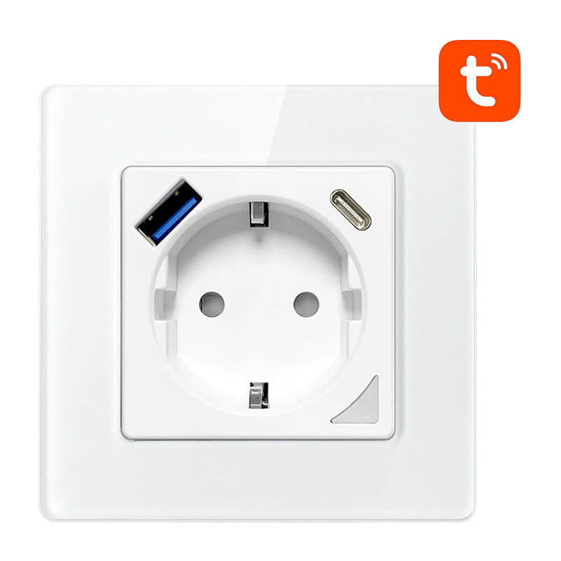 Inteligentne gniazdo ścienne WiFi Avatto N-WOT10-USB-W USB i USB-C TUYA białe — zdjęcie 1