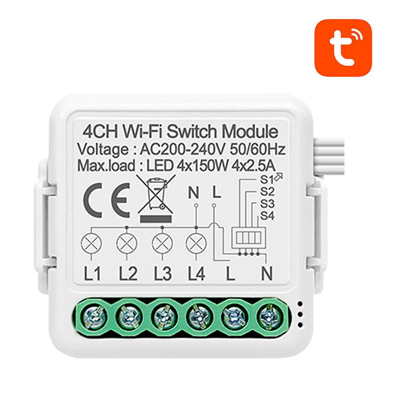 Inteligentny przełącznik dopuszkowy Wi-Fi Avatto N-WSM01-4 TUYA — zdjęcie 1