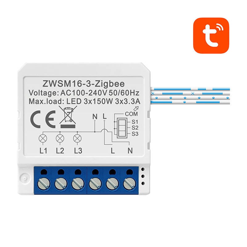 Inteligentny przełącznik dopuszkowy ZigBee Avatto ZWSM16-W3 TUYA — zdjęcie 1