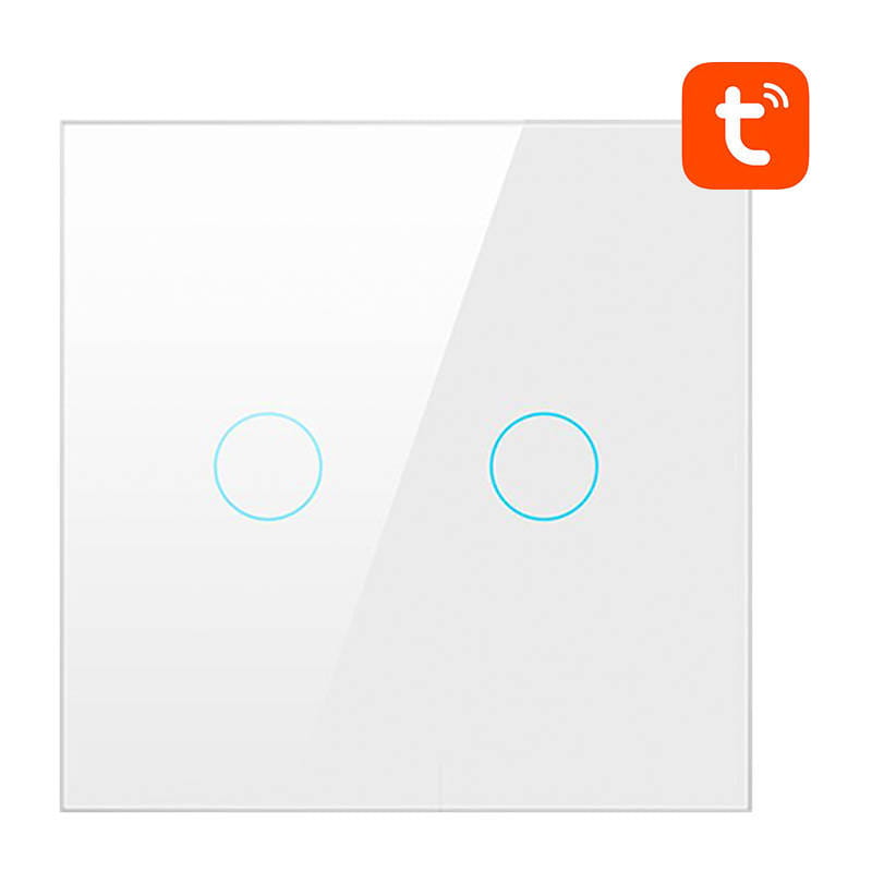 Dotykowy włącznik światła WiFi Avatto TS02-EU-W2 podwójny TUYA biały — zdjęcie 1