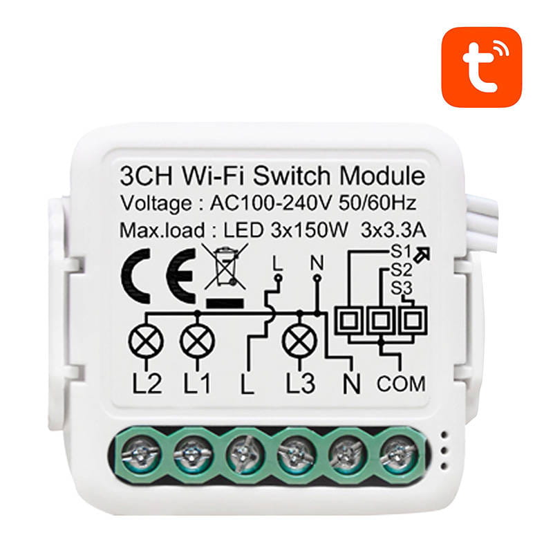 Inteligentny przełącznik dopuszkowy Wi-Fi Avatto N-WSM01-3 TUYA — zdjęcie 1
