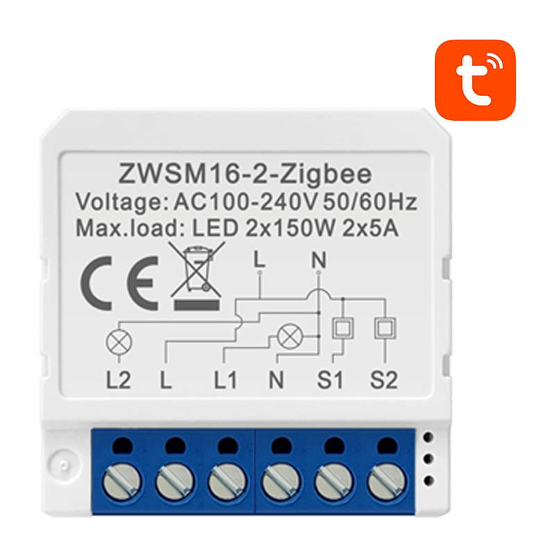 Inteligentny przełącznik dopuszkowy ZigBee Avatto ZWSM16-W2 TUYA — zdjęcie 1