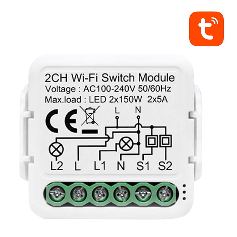 Inteligentny przełącznik dopuszkowy Wi-Fi Avatto N-WSM01-2 TUYA — zdjęcie 1