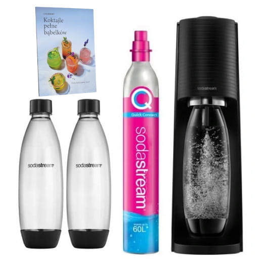 SodaStream Terra black + 2 butelki + książka SodaStream "Koktajle pełne bąbelków" — zdjęcie 1