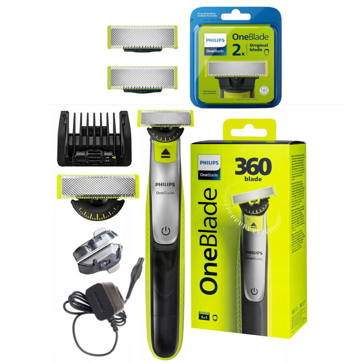 Philips Oneblade 360 QP2730/20 + Philips Oneblade 2 szt. QP220/50 — zdjęcie 1