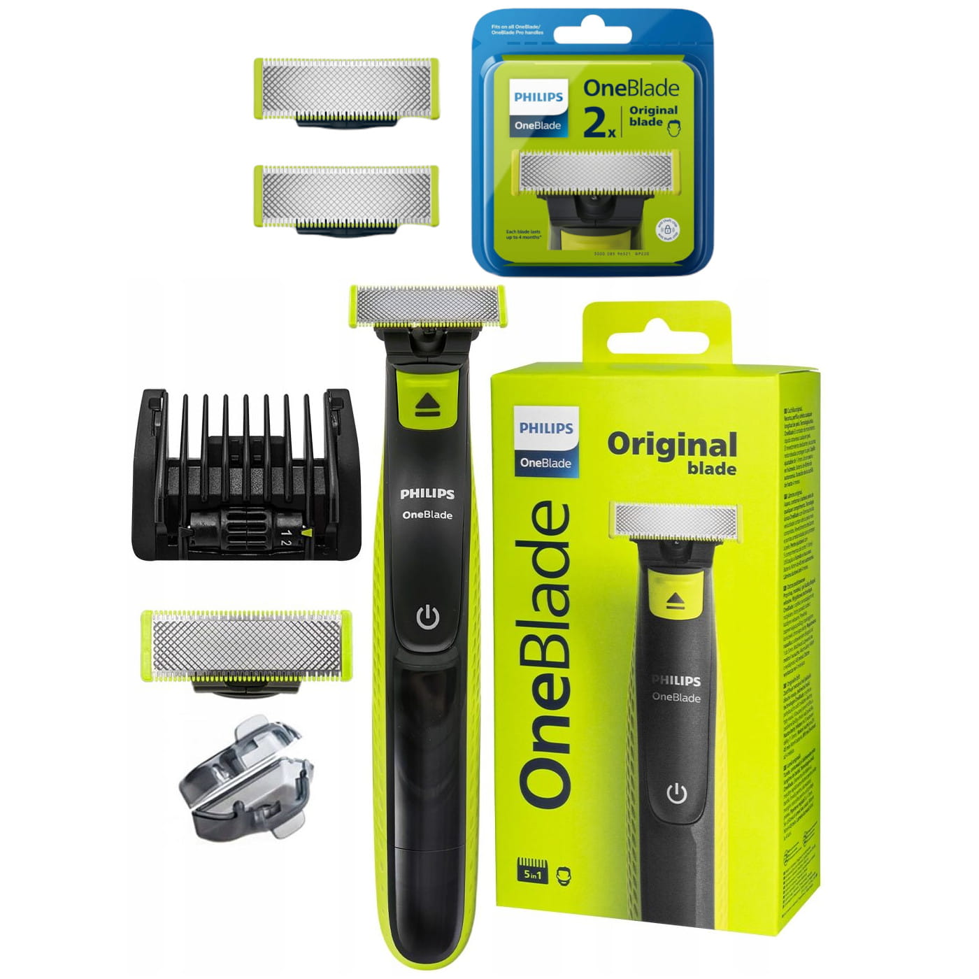 Philips Oneblade QP2721/20 Face 5w1 + Philips Oneblade 2 szt. QP220/50 — zdjęcie 1