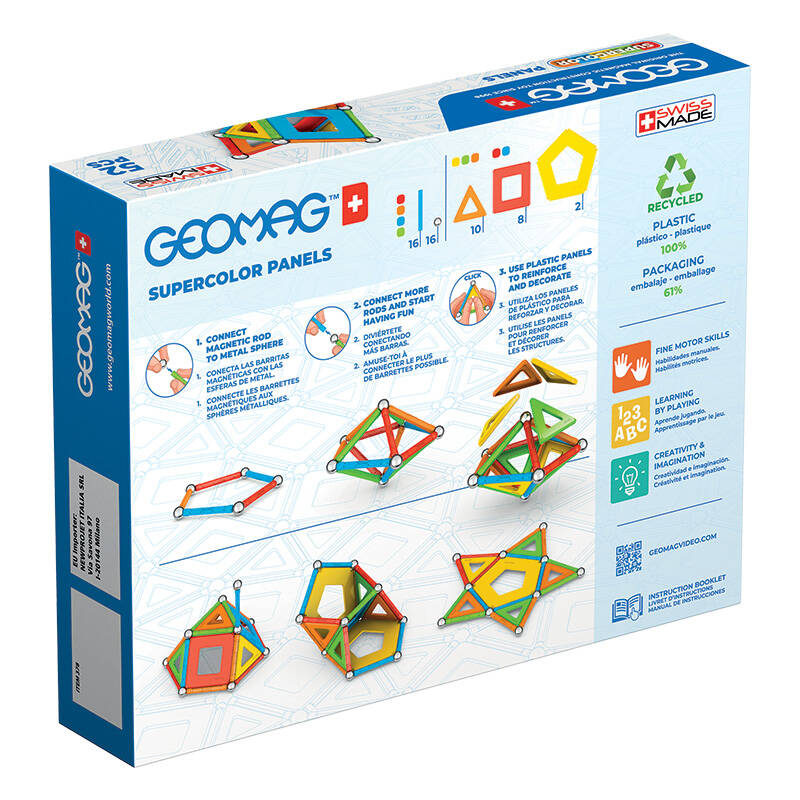 Klocki magnetyczne Supercolor Panel Recycled Geomag GEO-378 — zdjęcie 2