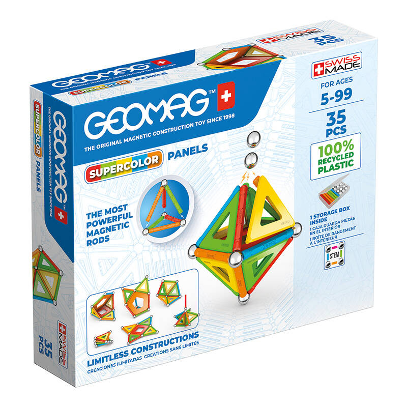Klocki magnetyczne Supercolor Panels Recycled Geomag GEO-377 — zdjęcie 1