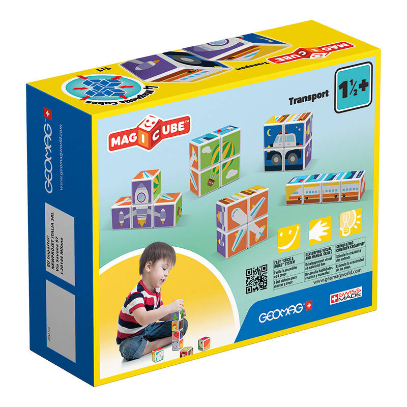 Klocki magnetyczne Magicube Printed Transport + karty 7 elementów Geomag GEO-122 — zdjęcie 2